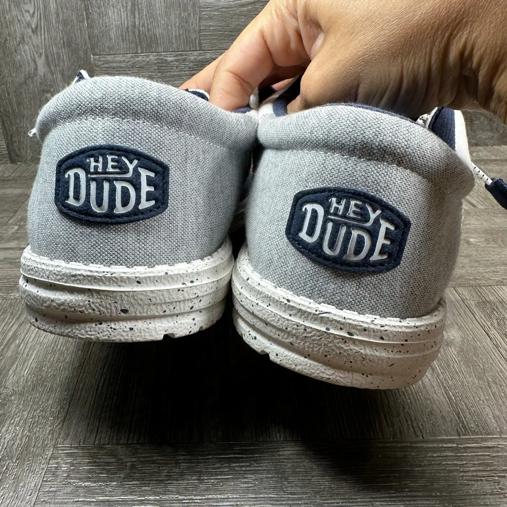 Hey Dude Wally Tri Varsity Mens Size 11 Navy White Grey Casual Loafers NEW